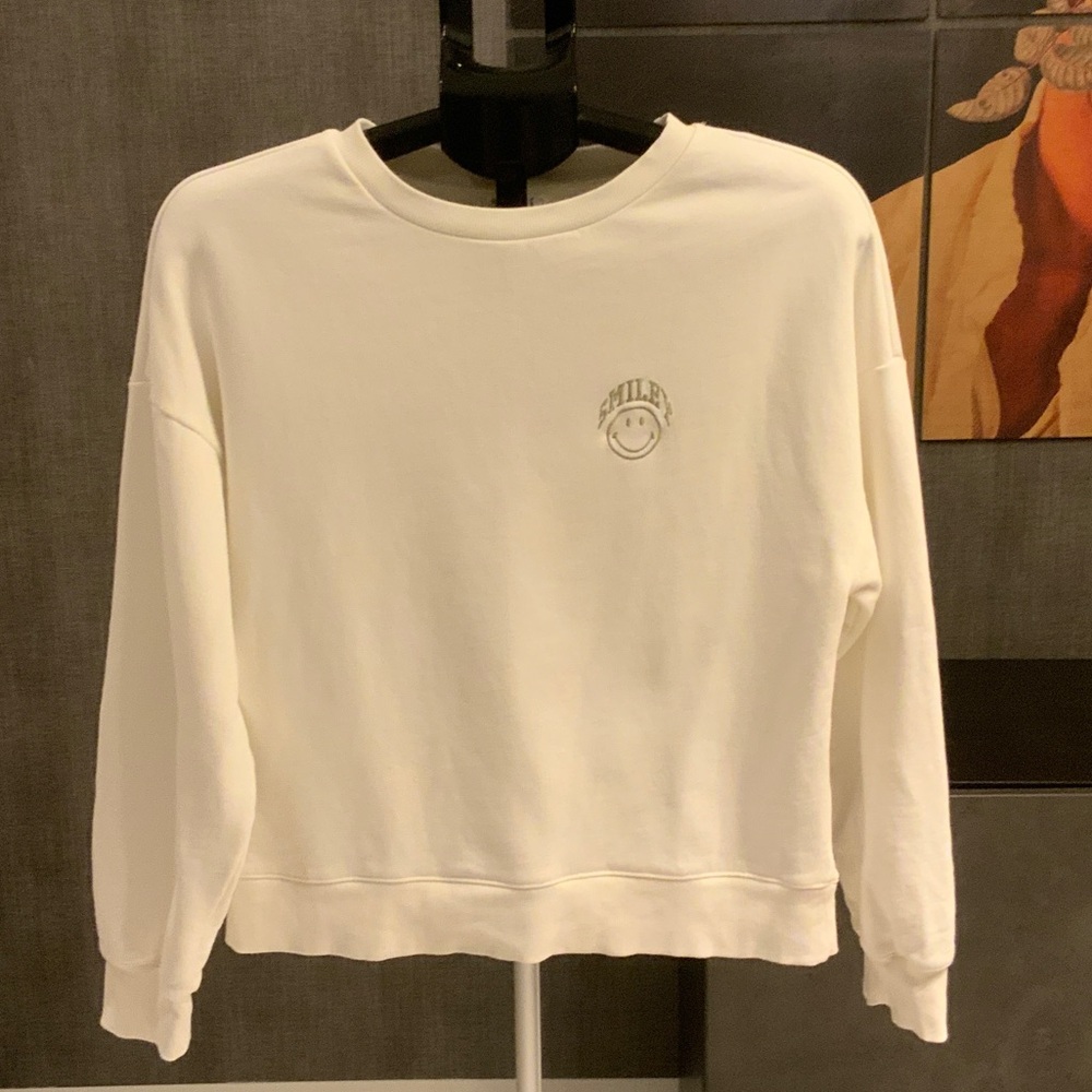Oui Smiley Face White Sweatshirt 4